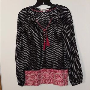 Black, Red, Cream colored Women's Top